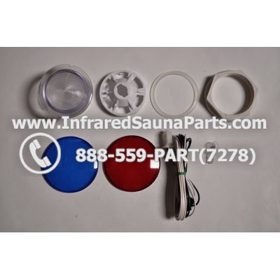 COMPLETE LIGHT ASSEMBLY 12V - COMPLETE LIGHT ASSEMBLY WITH BULB + RED AND BLUE COVER 12V 1